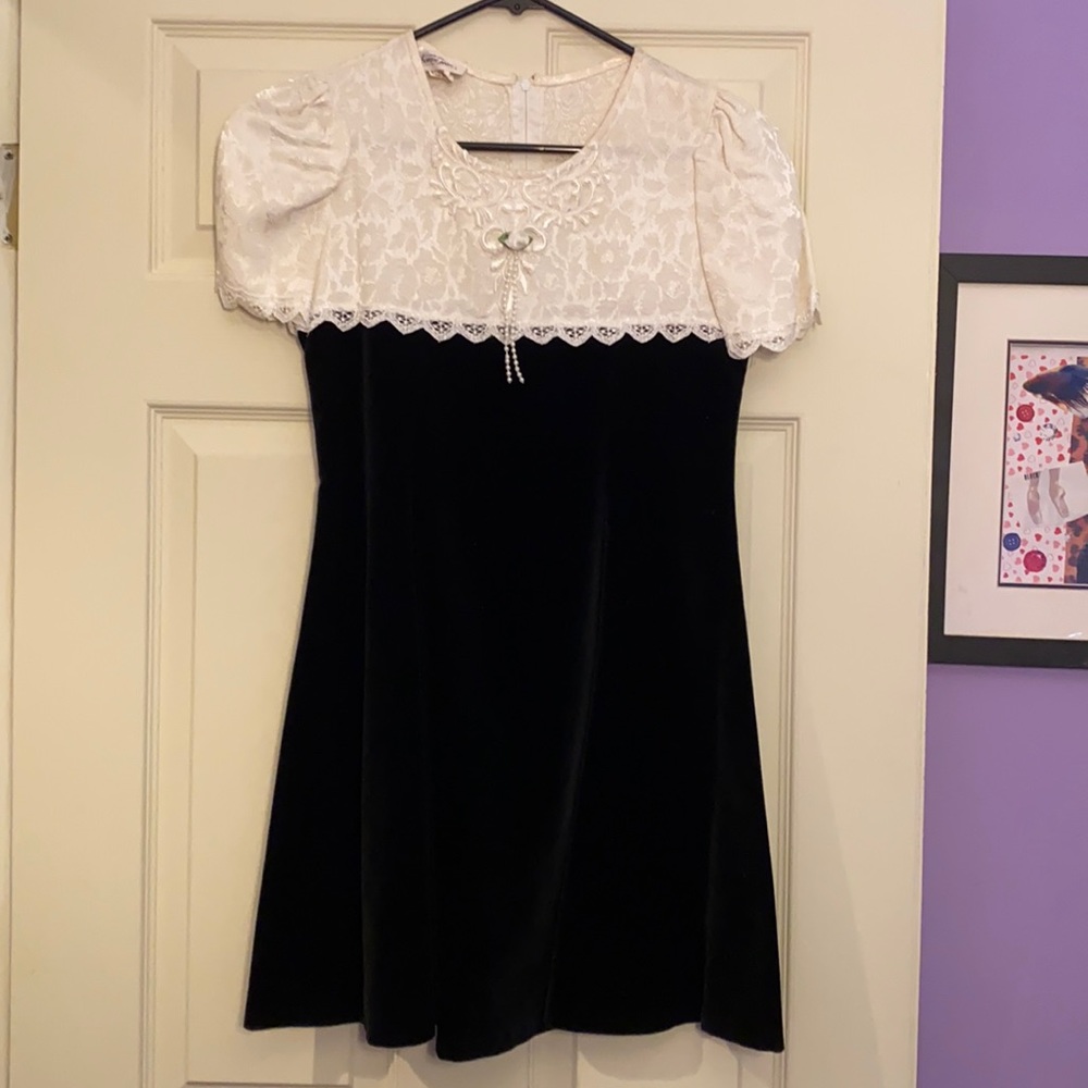 1997 Cotton top (floral print) Velvet bottom dress